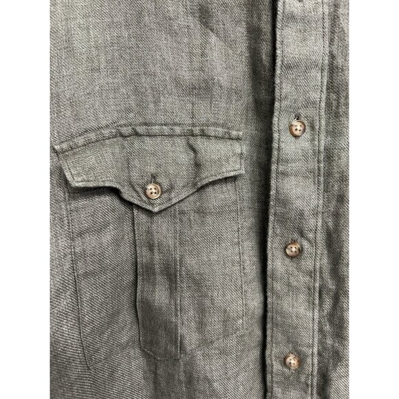 SUITSUPPLY Shirt Size 41/16 Mens Green Pure Linen Chambray Extra Slim Fit - Picture 6 of 10